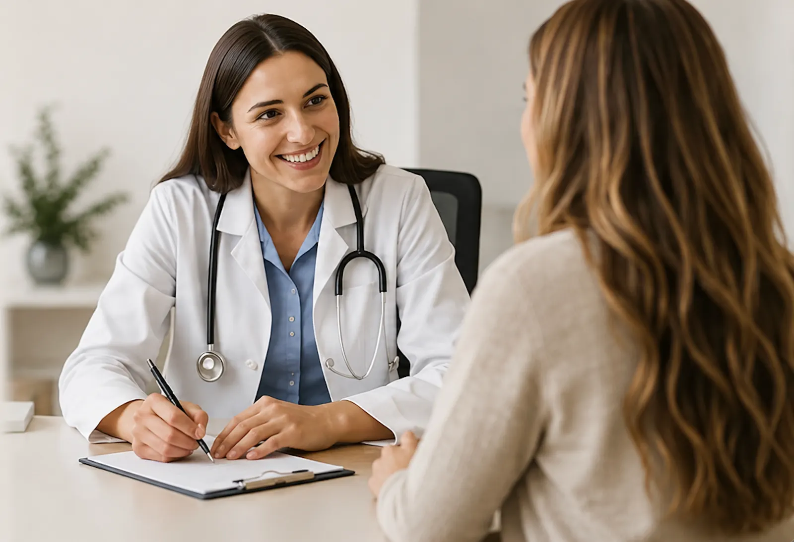 Provider consulting with a patient
